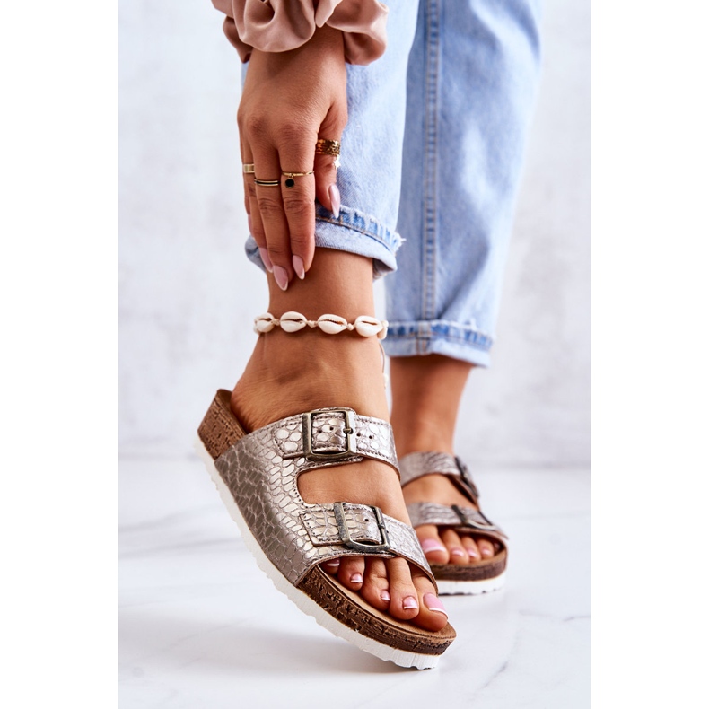 Women's Slippers Buckles Inblu NM000027 Silver beige 1