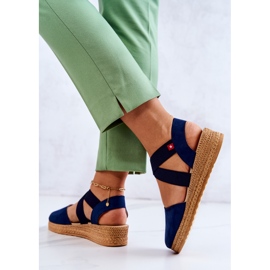 Women's Suede Espadrilles Big Star JJ276037 Navy Blue 1