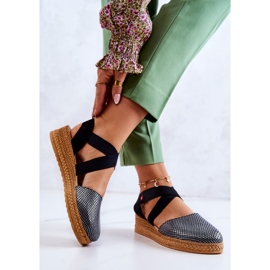 Fashionable Women's Espadrilles Big Star JJ276035 Black silver 2