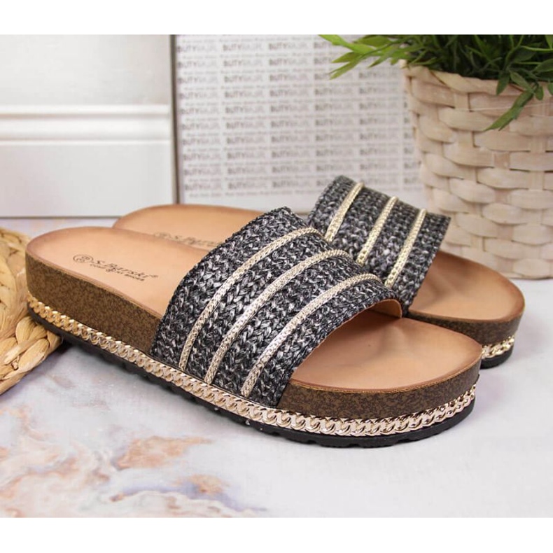 Black platform slippers W S. Barski 2