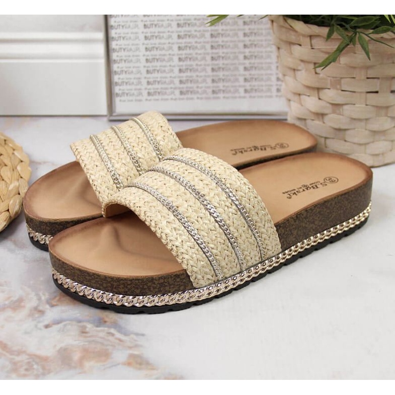 Beige platform slippers W S. Barski 2