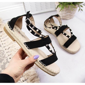 Black sandals espadrilles with pearls W S.Barski 1