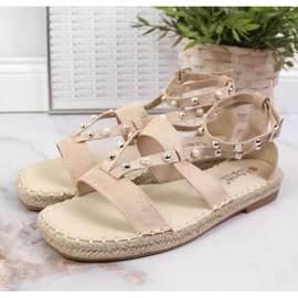 Sandals espadrilles with beige pearls W S.Barski 2