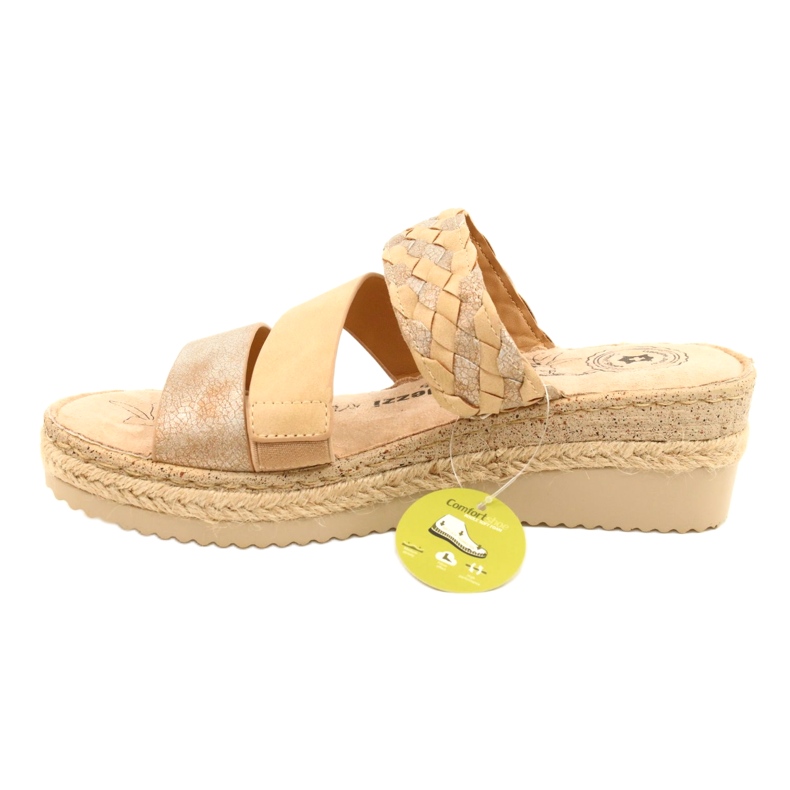 Women's flip flops with an wedge braid Jezzi 22SD98-4566 beige 1 Women's flip flops with an wedge braid Jezzi 22SD98-4566 beige 1