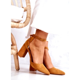 FB2 Pumps On A Bar Tied Camel Lettice brown yellow 4