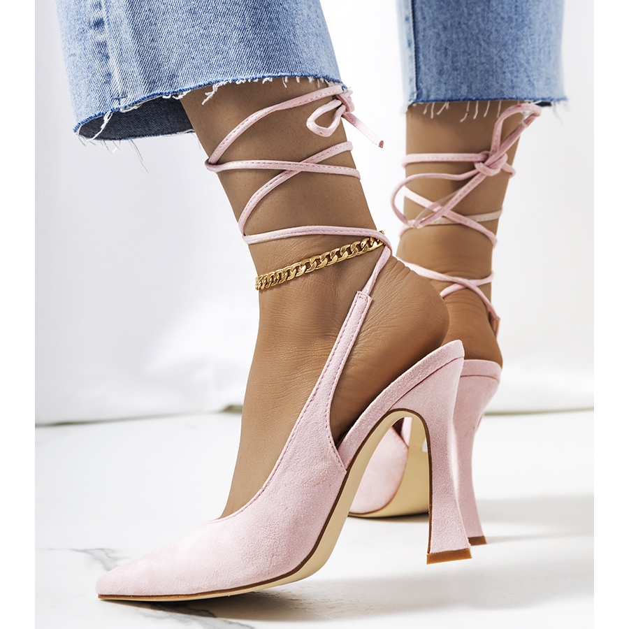 Pink lace up pumps cheap
