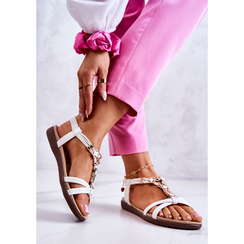 Women's Slip-On Sandals With White Salinna Decoration 1