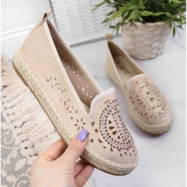 Openwork espadrilles with cubic zirconias in beige W S. Barski 1