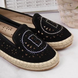 Black openwork espadrilles with cubic zirconias by S. Bararski 1