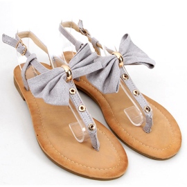 Flip-flops with a Megi Silver bow grey 1