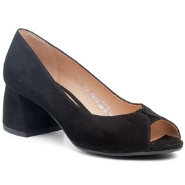 Marco Shoes Black suede pumps with a stable heel 1