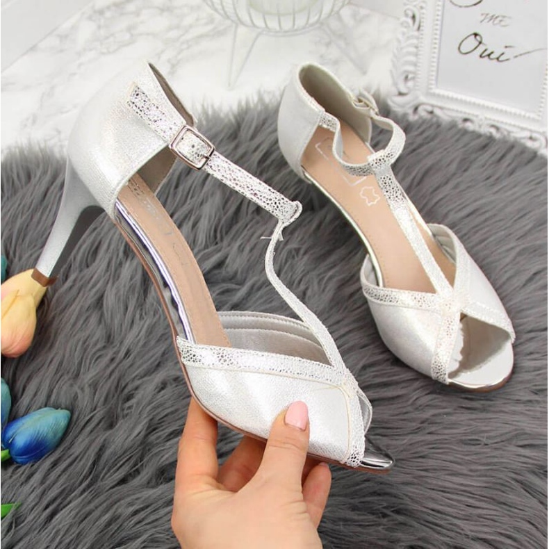 Elegant open toe silver sandals W Filippo 1