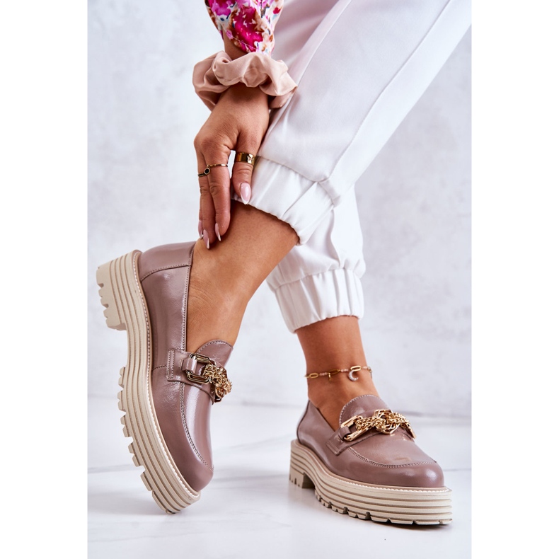 Women's Brogues Shoes Golden Leather Decoration Laura Messi 2383 Dark Beige 2 Women's Brogues Shoes Golden Leather Decoration Laura Messi 2383 Dark Beige 2