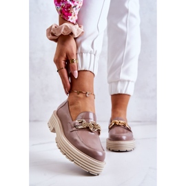 Women's Brogues Shoes Golden Leather Decoration Laura Messi 2383 Dark Beige 1 Women's Brogues Shoes Golden Leather Decoration Laura Messi 2383 Dark Beige 1