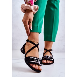 Women's Suede Sandals With Chain Laura Messi 2365 Black 1