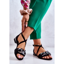 Women's Suede Sandals With Chain Laura Messi 2365 Black 2