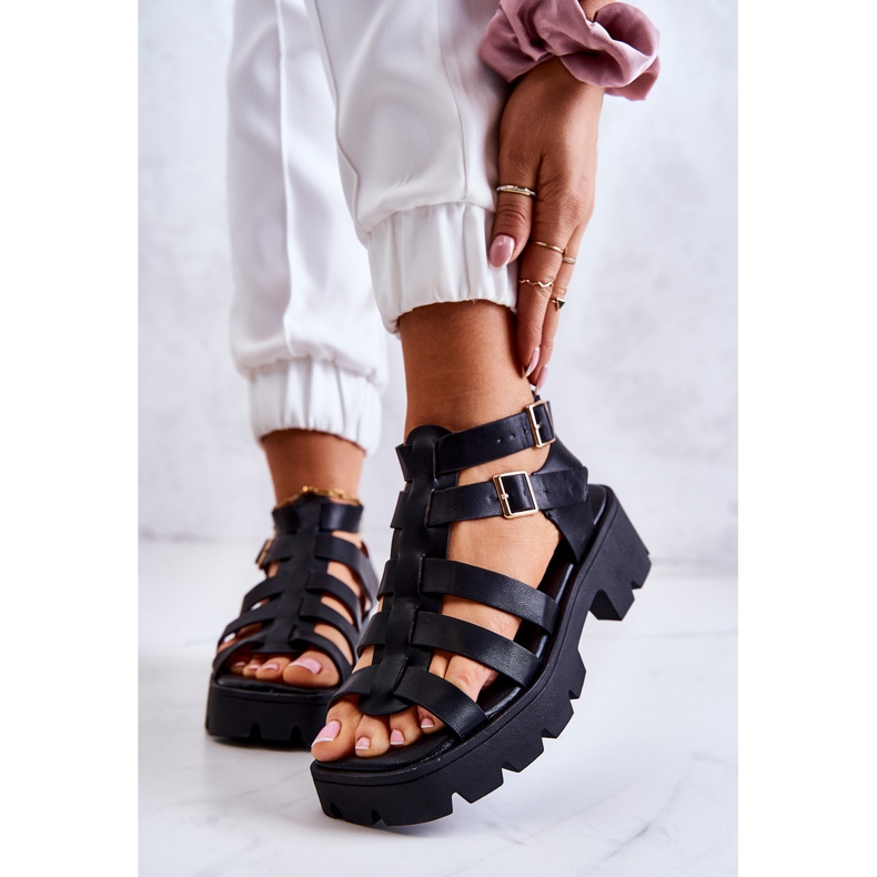 PS1 Leather Sandals With Straps Black Minorite 1