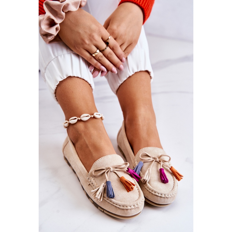 PS1 Women's Suede Loafers Light Beige Wilessa 1