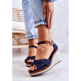 PS1 Women's navy blue Veenus sandals on a wedge heel 1