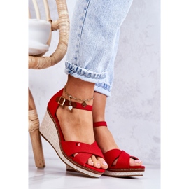 PS1 Women's Red Veenus Wedge Sandals 1