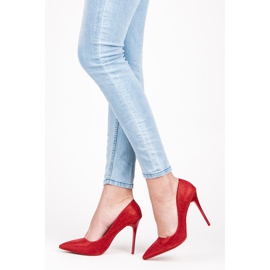 Qinba Shiny pumps on a pin red 1