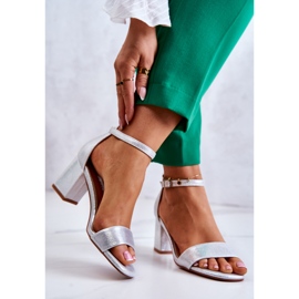 Vinceza Fashionable Women's Sandals On A Heel Silver Lucida 1
