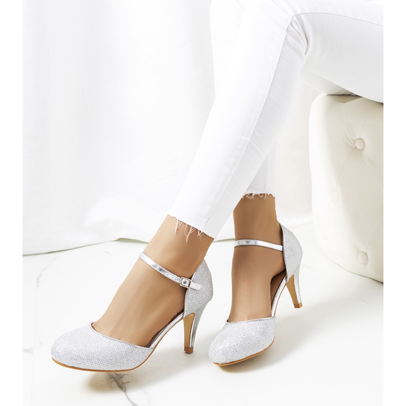 Silver shiny Rosetown pumps 1