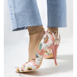 Pink stilettos with a floral Jalisa pattern white multicolored 2