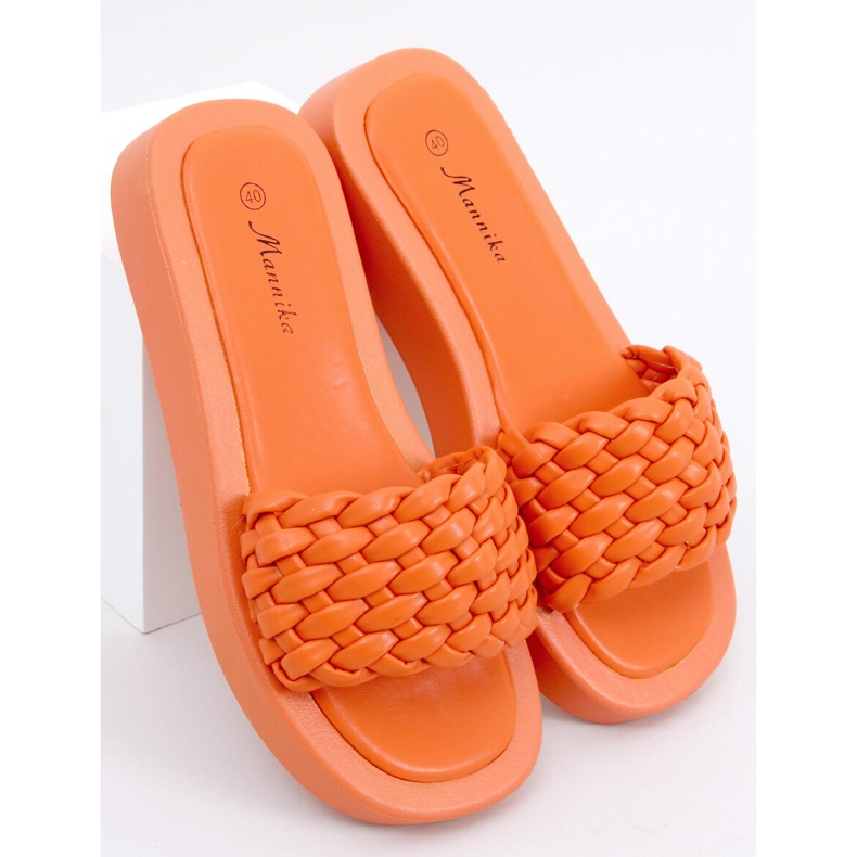 High-soled slippers with braided Elida Orange stripes 1 High-soled slippers with braided Elida Orange stripes 1
