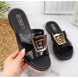 Black Slippers with ornament W Filippo 1