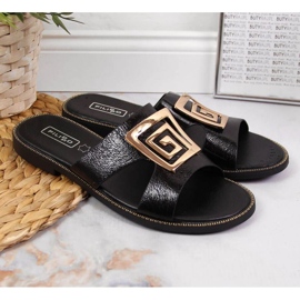 Black Slippers with ornament W Filippo 2