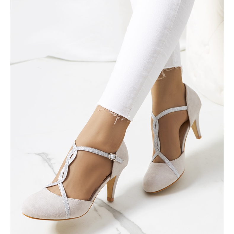 Gray pumps on a Luiken heel silver grey 1