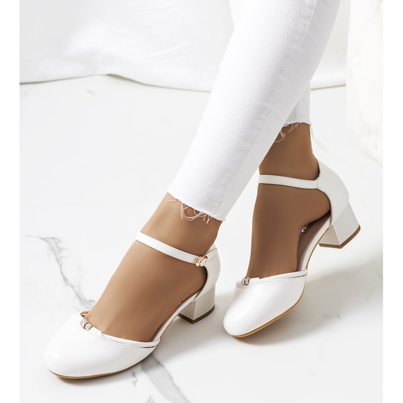 White pumps on a low post from Lynden 1