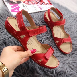 Red Velcro leather sandals W Helios 205 1