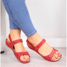 Red Velcro leather sandals W Helios 205 2