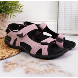 Pink Velcro sports sandals At the American Club black 2