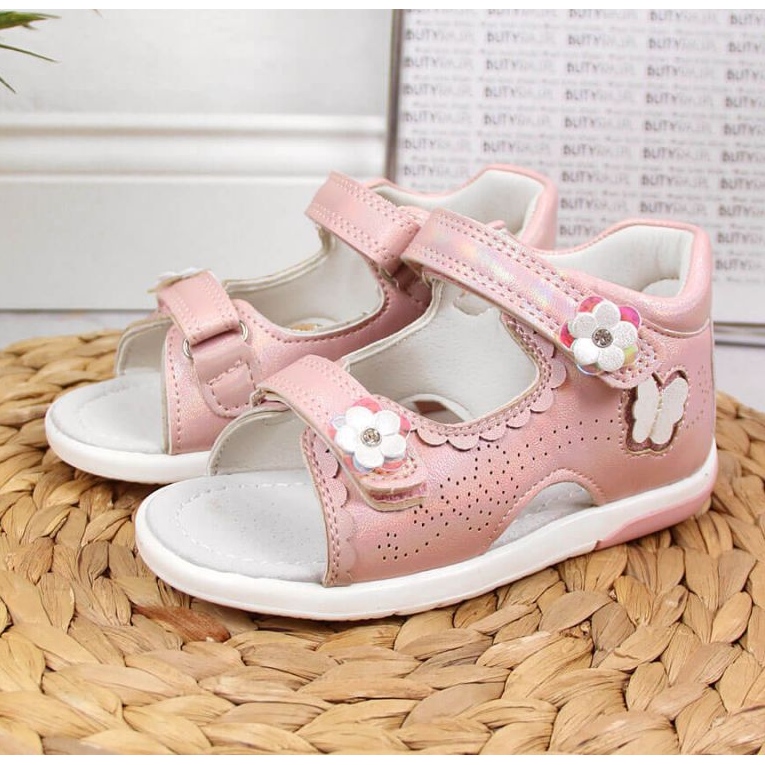 Velcro sandals bright pink At the American Club 2