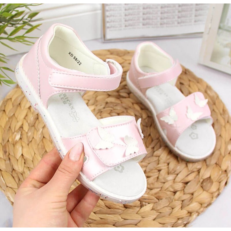 Velcro sandals bright pink At the American Club 1