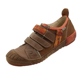 Leather shoes with Velcro Bartek 28764-70Q brown orange 2