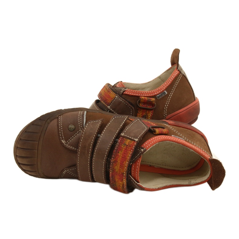 Leather shoes with Velcro Bartek 28764-70Q brown orange 3