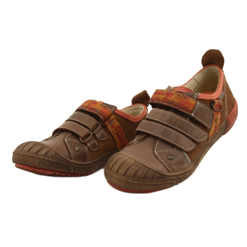 Leather shoes with Velcro Bartek 28764-70Q brown orange 1