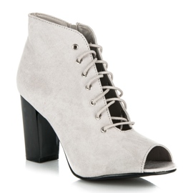 Vinceza Tied open toe boots grey 1