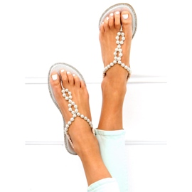 Flip-flops with pearls Ofelia Beige 2