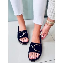 Tara Black cork sole slippers 1