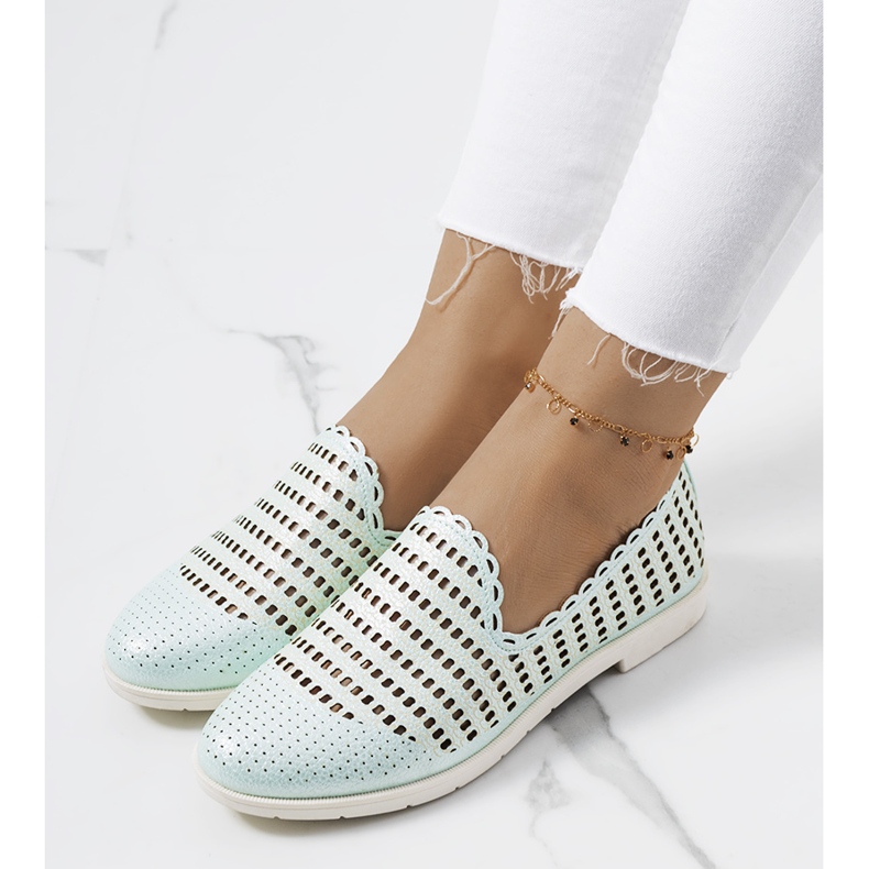 Naja green openwork women's loafers 1