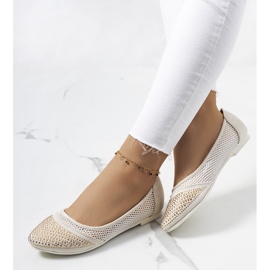 Beige ballerinas with cubic zirconia Holst ecru 1