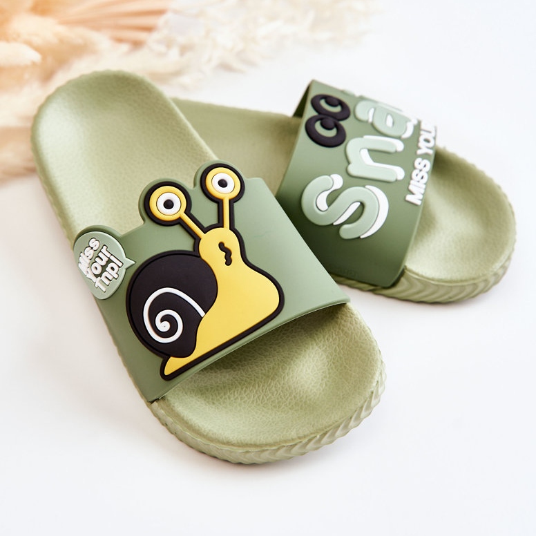Light Children's Green Snail Slippers 2