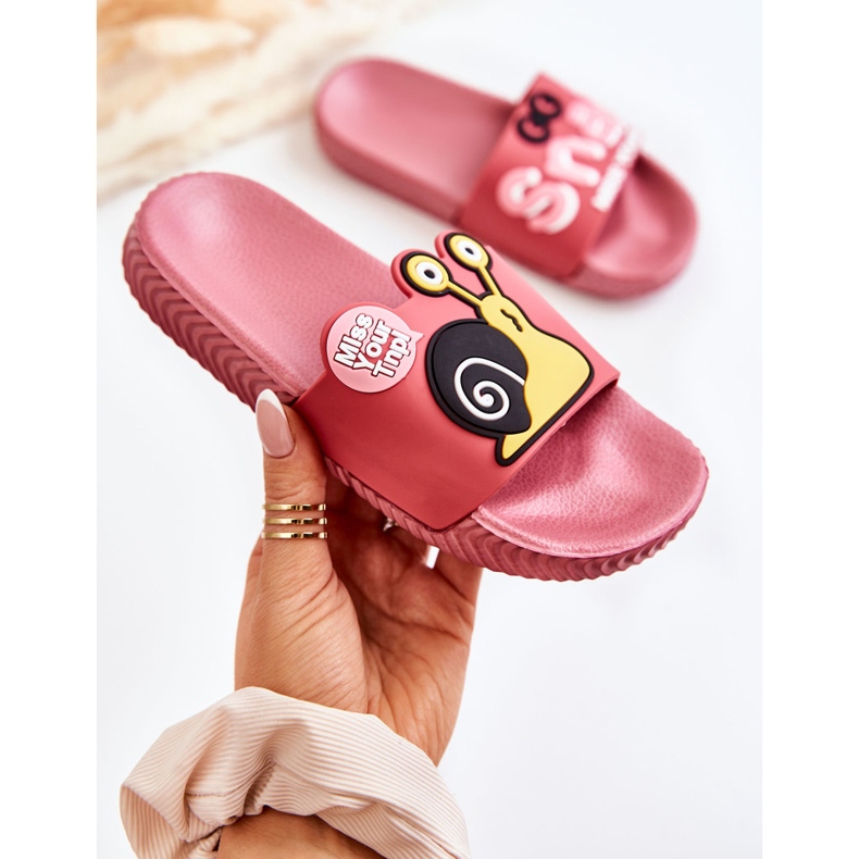 Light Children's Dark Pink Snail Slippers 1