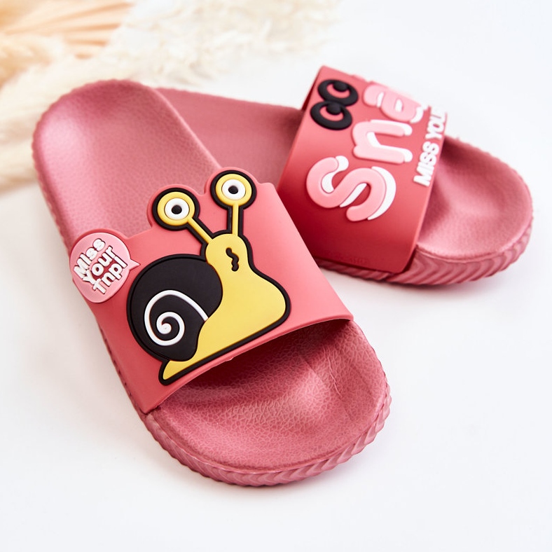 Light Children's Dark Pink Snail Slippers 2