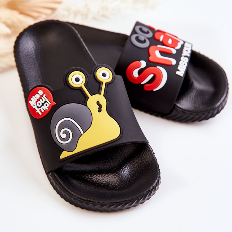 Light Children's Black Snail Slippers 2